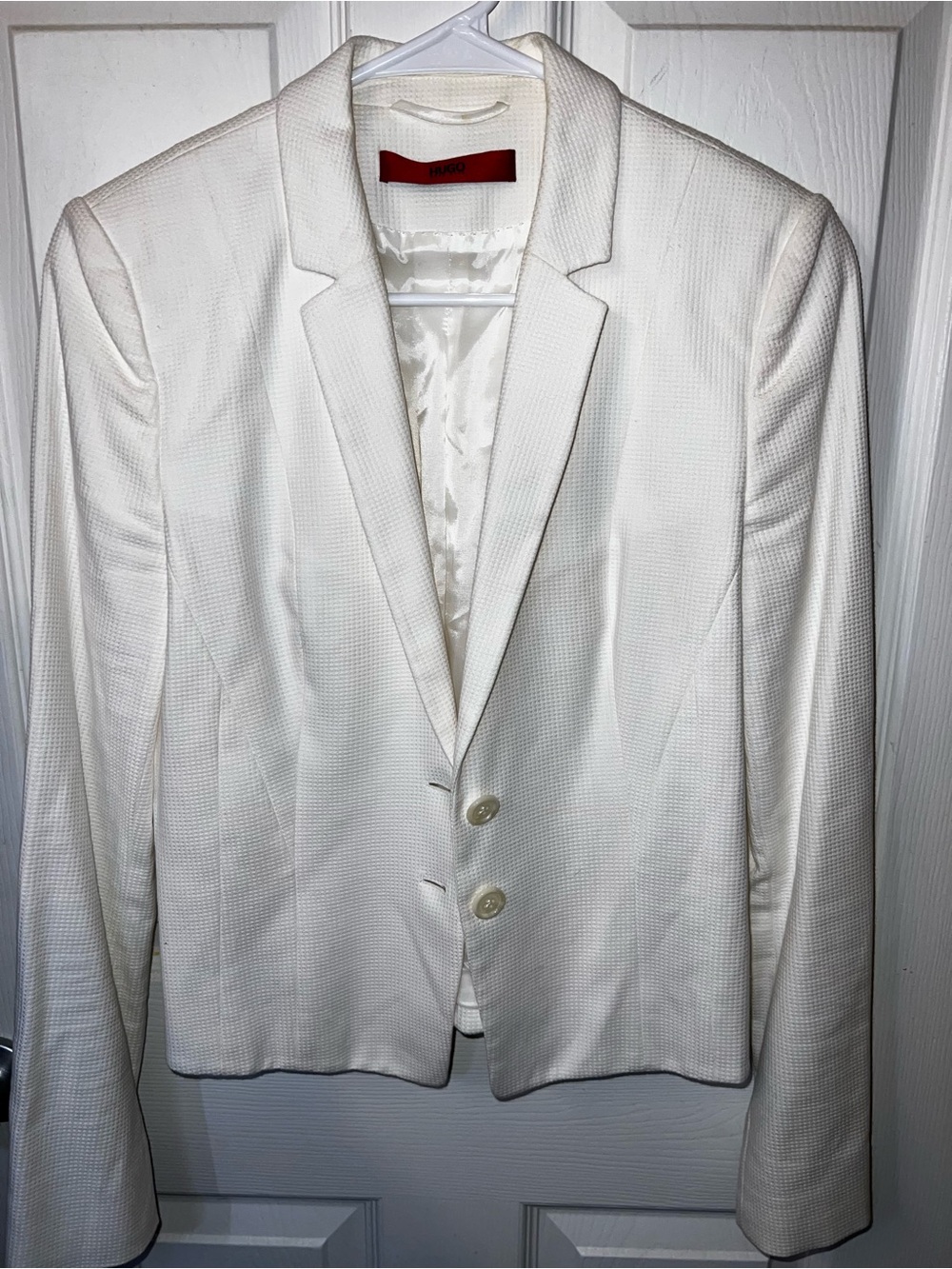 HUGO Hugo Boss Alecsa Off White Textured Two Button Blazer Jacket Size 38 US 6